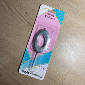 СВІЧКА ЦИФРА З БЛИСКОМ 0 СРІБНА