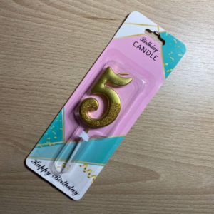 СВІЧКА ЦИФРА З БЛИСКОМ 5 ЗОЛОТА