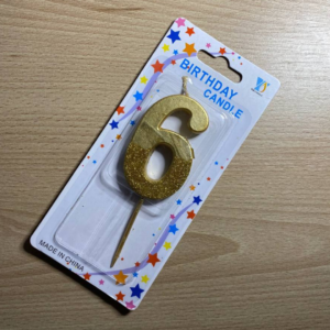 СВІЧКА ЦИФРА (6 см) З БЛИСКОМ 6 ЗОЛОТА